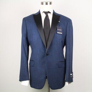 42R Jos A Bank Tailored Fit Peak Lapel Check Dinner Jacket Blazer D030134